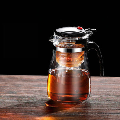 Heat Resistant Glass Teapot with One-Click Filtering, Premium Tea Maker Coffee Pot Home Teaware Set
