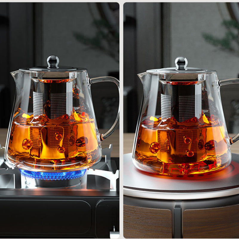 Heat Resistant Glass Teapot with Stainless Steel Infuser, Kung Fu Teaware Set