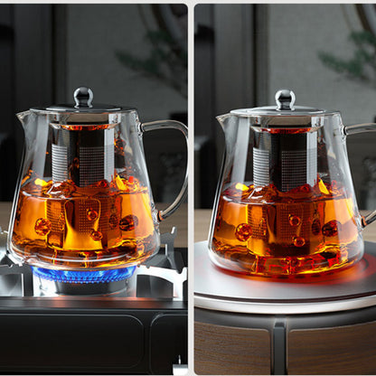 Heat Resistant Glass Teapot with Stainless Steel Infuser, Kung Fu Teaware Set