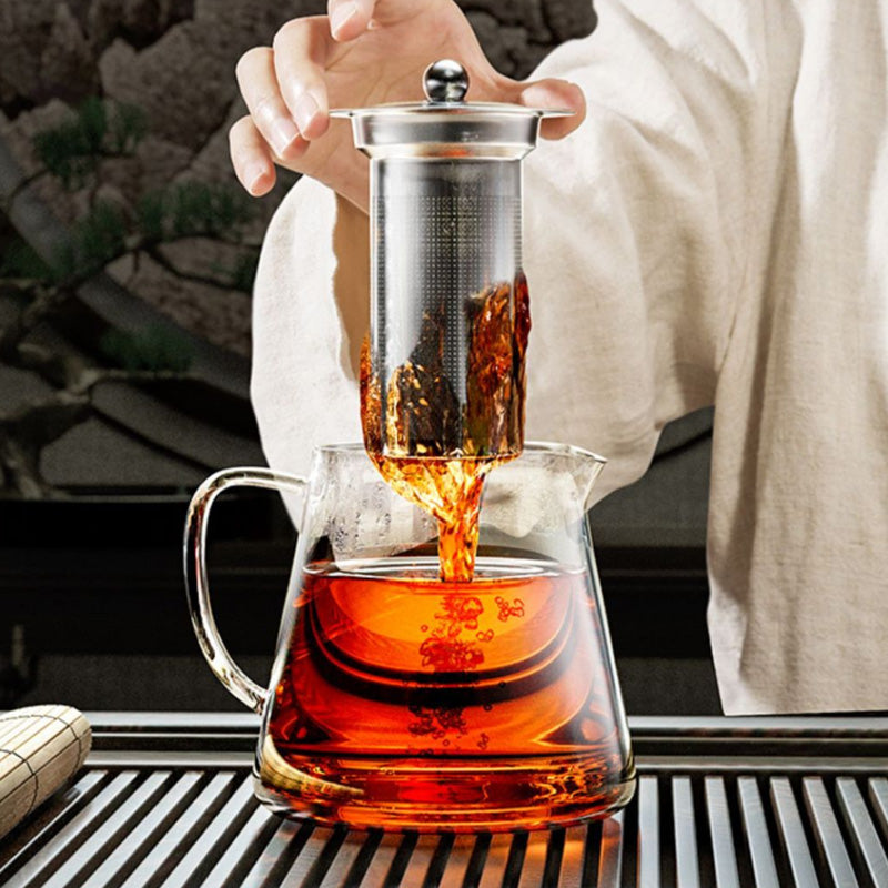 Heat Resistant Glass Teapot with Stainless Steel Infuser, Kung Fu Teaware Set
