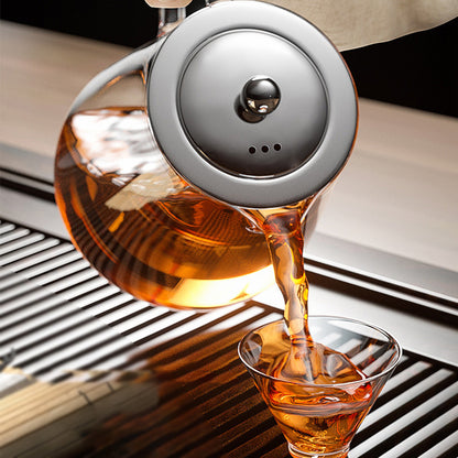 Heat Resistant Glass Teapot with Stainless Steel Infuser, Kung Fu Teaware Set