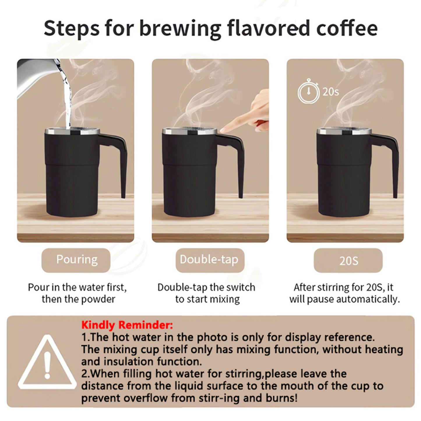 Electric Coffee Self Mixing Mug Rechargeable, Waterproof, BPA-Free Automatic Stirring Cup for Coffee, Tea, and More