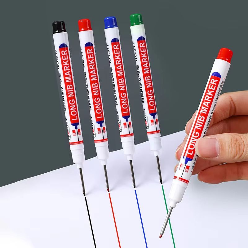 Deep Hole Long Nib Head Markers, Waterproof Multi-Purpose Pen for Metal, Wood & Glass