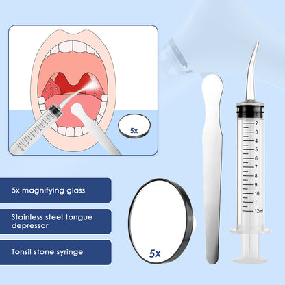 Electric Tonsil Stone Remover Kit, Tonsil Stone Removal Vacuum with LED Light, 3 Suction Modes & Irrigation Syringe...