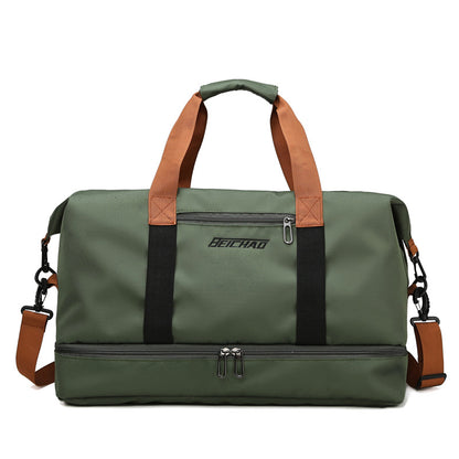 Portable Fitness Duffle Bag, Carry-On Luggage for Gym, Travel & Work | Trolley Strap , Shoe Compartment