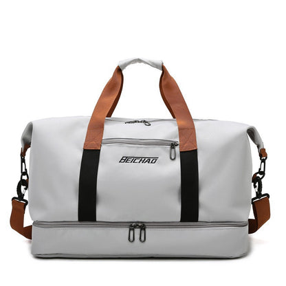 Portable Fitness Duffle Bag, Carry-On Luggage for Gym, Travel & Work | Trolley Strap , Shoe Compartment
