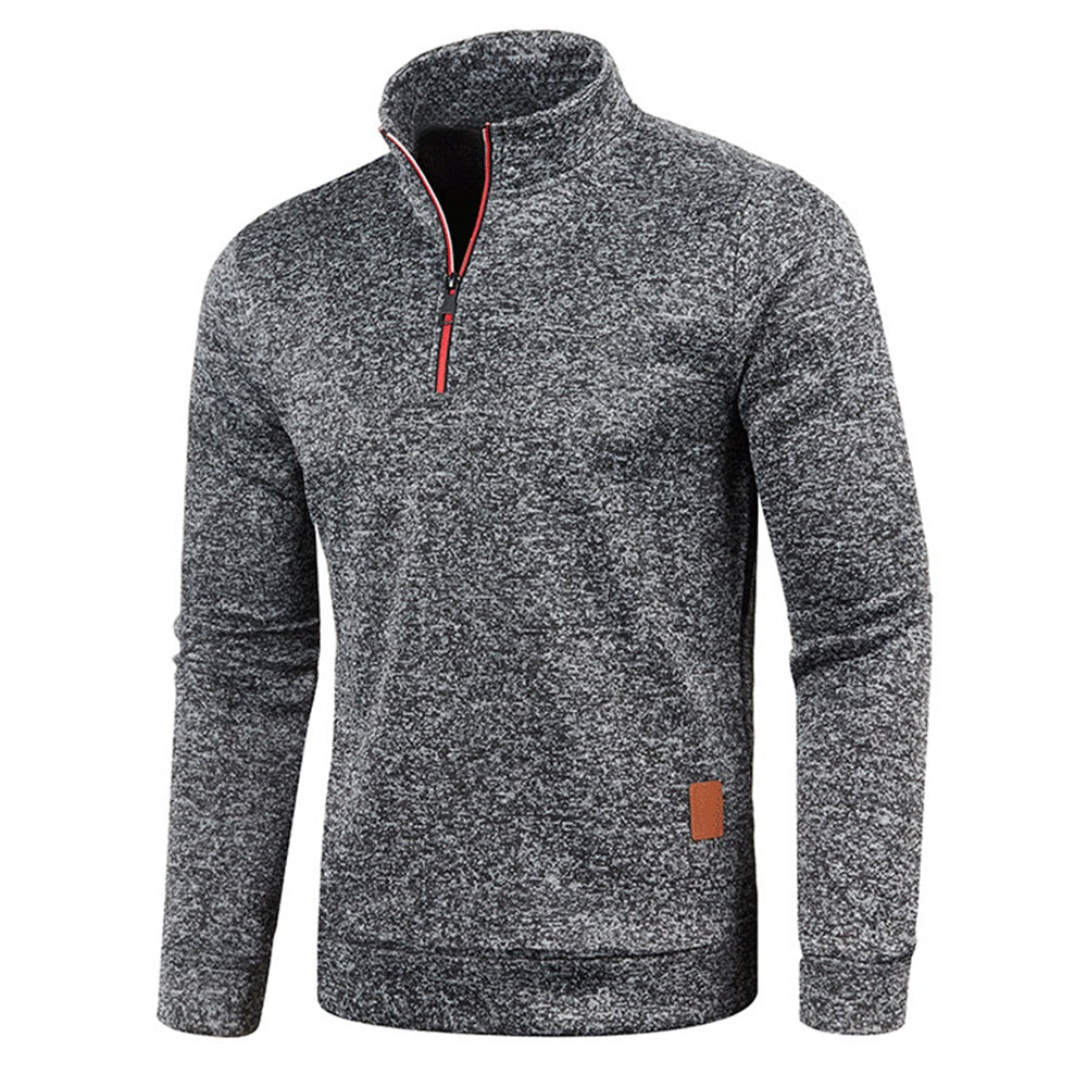 Sweatshirt for Men Fleece Lined Pullover with V Neck & Windproof Design