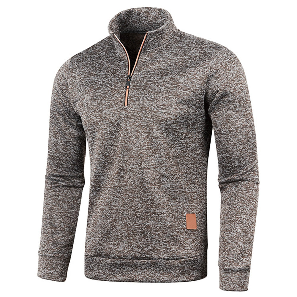 Sweatshirt for Men Fleece Lined Pullover with V Neck & Windproof Design