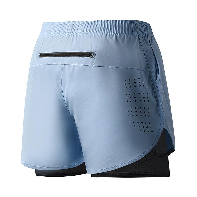 Men Running Shorts Quick-Drying Fitness Shorts Double Layer Workout Pants for Training & Bodybuilding