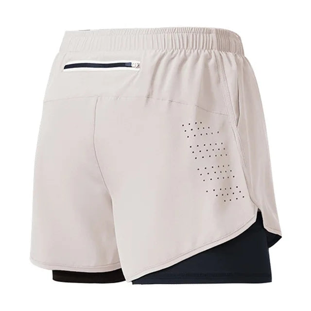 Men Running Shorts Quick-Drying Fitness Shorts Double Layer Workout Pants for Training & Bodybuilding