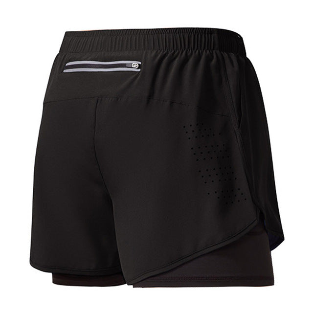Men Running Shorts Quick-Drying Fitness Shorts Double Layer Workout Pants for Training & Bodybuilding