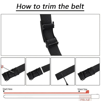 Automatic Men's Belt with Metal Click Buckle, Canvas Webbing Nylon Belt for Outdoor Work