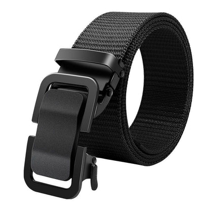 Automatic Men's Belt with Metal Click Buckle, Canvas Webbing Nylon Belt for Outdoor Work