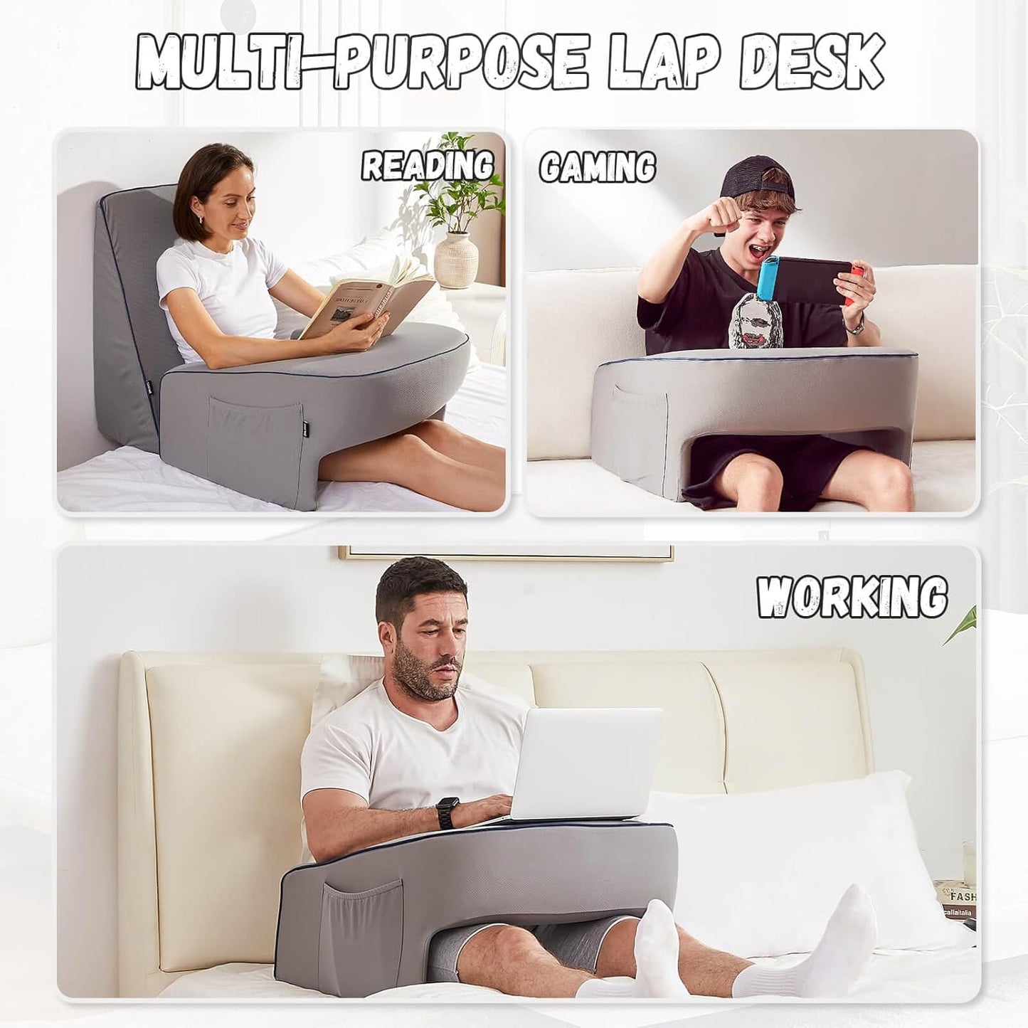 Memory Foam Lap Desk Pillow for Laptop, Gaming & Reading Comforts