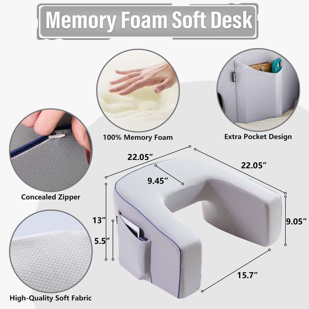 Memory Foam Lap Desk Pillow for Laptop, Gaming & Reading Comforts