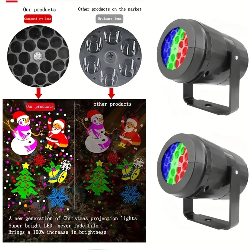 Christmas Laser Projector Light with Snowflake Effects, Waterproof, Rotating LED Stage Lights for Festive Decoration