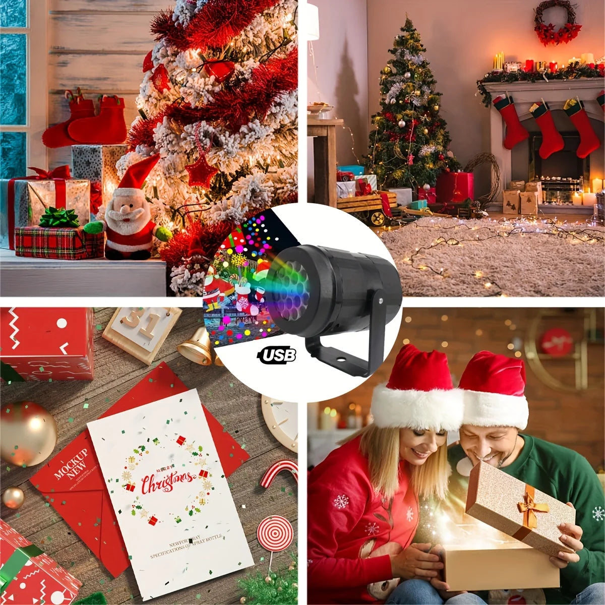 Christmas Laser Projector Light with Snowflake Effects, Waterproof, Rotating LED Stage Lights for Festive Decoration
