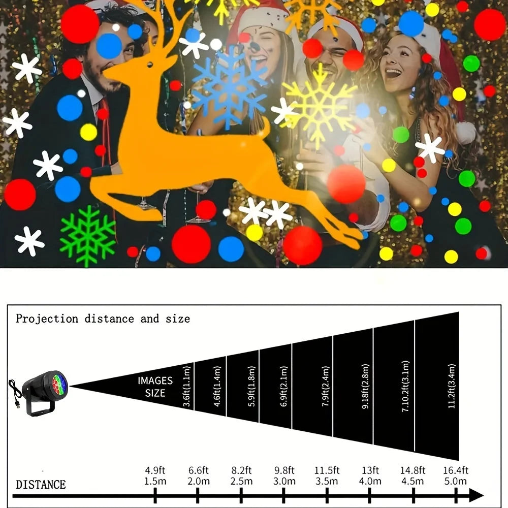 Christmas Laser Projector Light with Snowflake Effects, Waterproof, Rotating LED Stage Lights for Festive Decoration