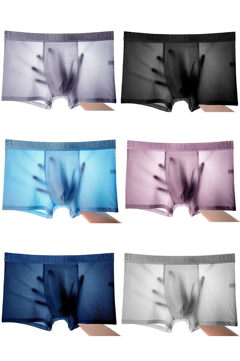 Men Boxer Shorts, Ice Silk Underwear Cool, Breathable & Sexy Slim Panties for All-Day Comfort