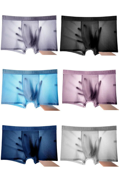 Men Boxer Shorts, Ice Silk Underwear Cool, Breathable & Sexy Slim Panties for All-Day Comfort
