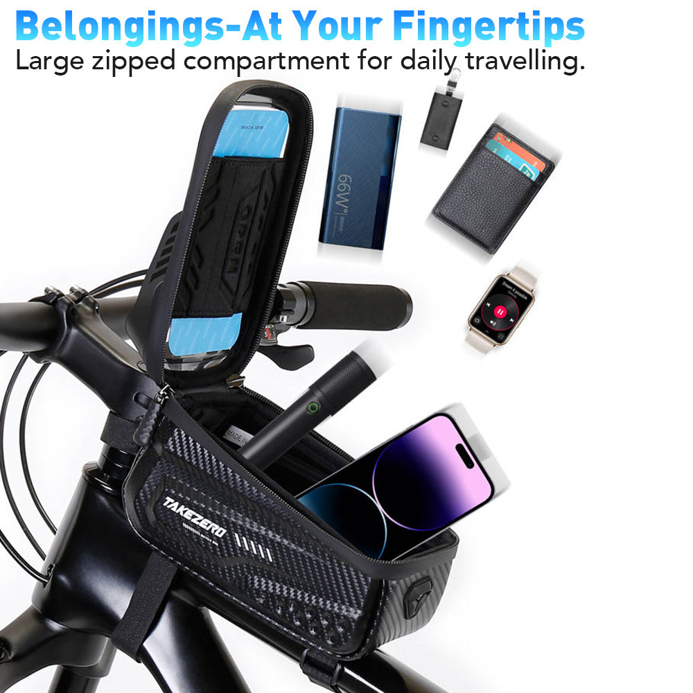 NEWBOLER Waterproof Bike Frame Bag, Touchscreen Phone Case, Rainproof Cycling Top Tube Bag for MTB & Road Bikes