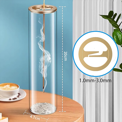 Modern Glass Incense Burner with Anti-Ash Flying Design, Removable Ash Catcher for Home Decor & Meditation