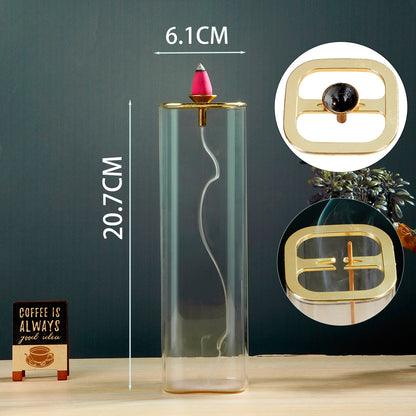 Modern Glass Incense Burner with Anti-Ash Flying Design, Removable Ash Catcher for Home Decor & Meditation