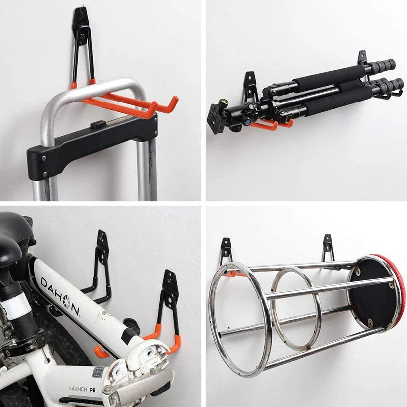 Wall Mount Bicycle Hanger Hooks, Heavy Duty Storage Hook for Garage, Ladders & Garden Tools