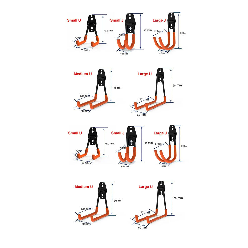Wall Mount Bicycle Hanger Hooks, Heavy Duty Storage Hook for Garage, Ladders & Garden Tools
