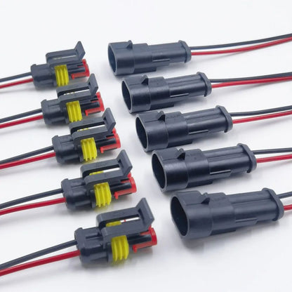 Waterproof Electrical Connector – 10Pcs Quick-Connect Terminals with Wire for Cars, Boats & Marine