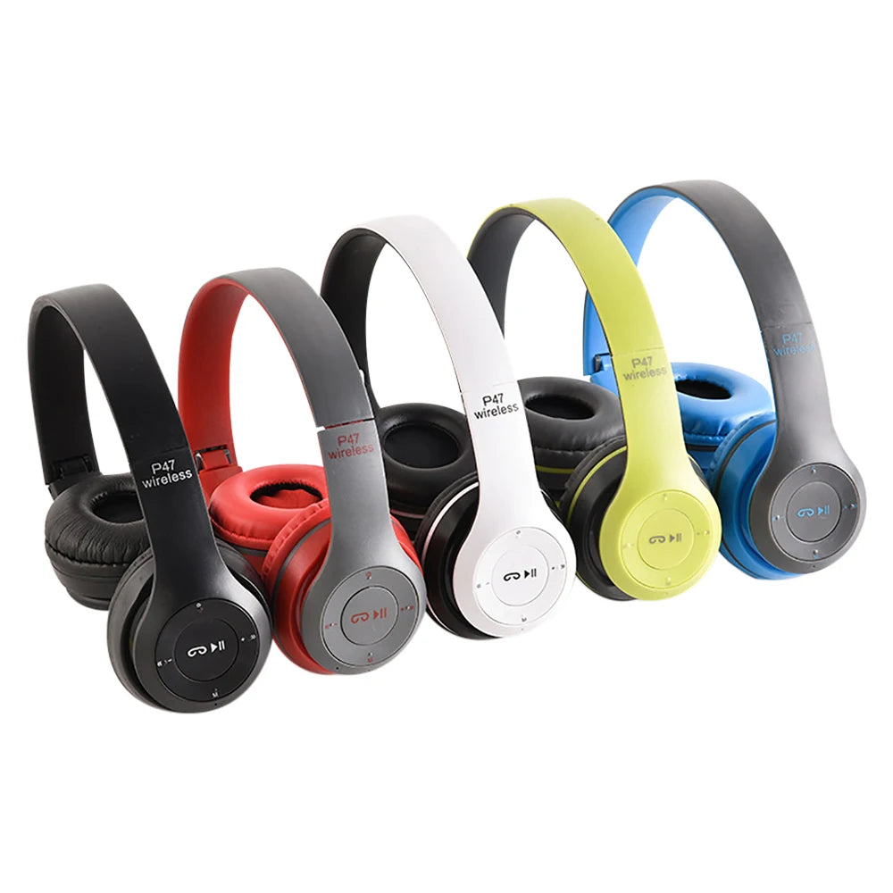 P47 Wireless Bluetooth Headset Stereo Folding Over Ear Headphones for Sports, Gaming & Phone