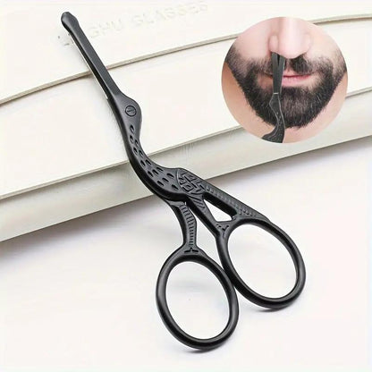 Premium Round Head Stainless Steel Nose Hair Scissors Multi Use Grooming Tool for Eyebrows, Beard & Ear Hair