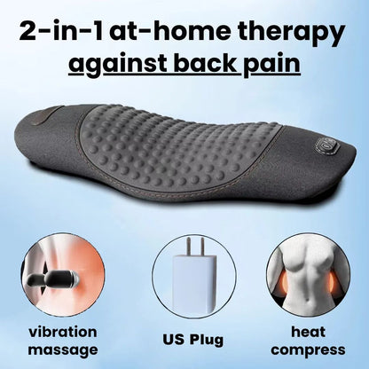 Waist Pillow Back Massager, Heated Vibrating Support Pad for Lower Back Pain Relief