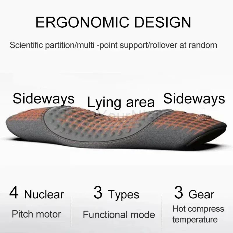 Waist Pillow Back Massager, Heated Vibrating Support Pad for Lower Back Pain Relief