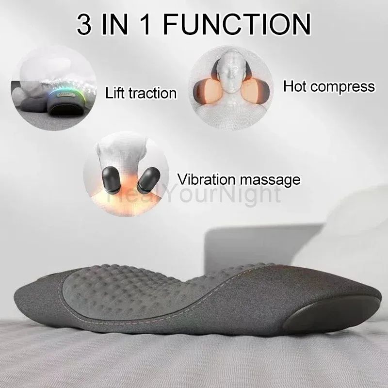 Waist Pillow Back Massager, Heated Vibrating Support Pad for Lower Back Pain Relief
