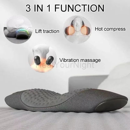 Waist Pillow Back Massager, Heated Vibrating Support Pad for Lower Back Pain Relief