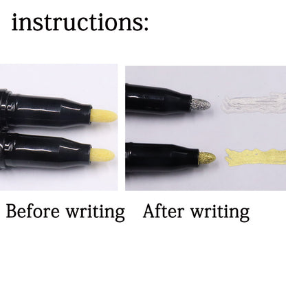 Chrome Reflective Marker Pens, Mirror Paint for Car Styling, DIY Art & Crafts, Gold & Silver Signature Markers