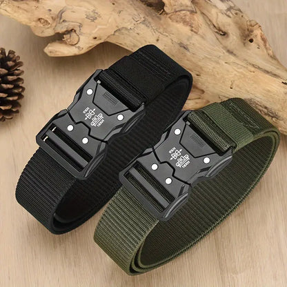 No-Hole Tactical Waist Belt, Automatic Buckle Design, Durable Unisex Belt for Hiking, Camping & Daily Wear