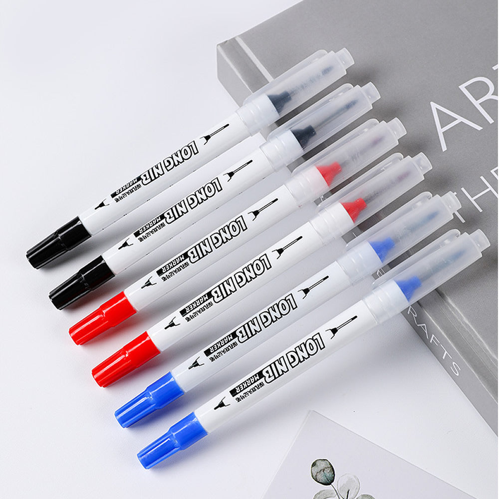 Double-Tip Deep Hole Long Head Nib Markers, Waterproof Multi-Purpose Pen for Metal, Woodworking & Bathroom Decoration