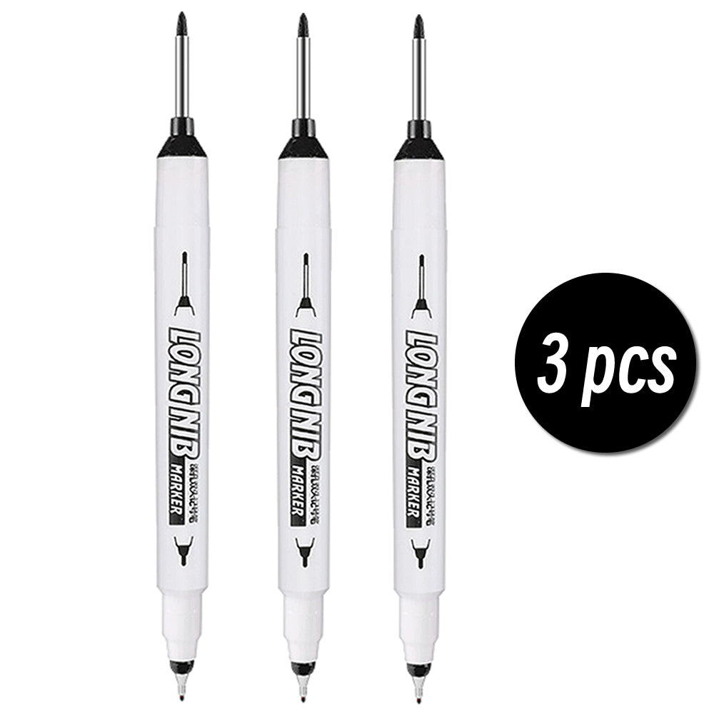 Double-Tip Deep Hole Long Head Nib Markers, Waterproof Multi-Purpose Pen for Metal, Woodworking & Bathroom Decoration