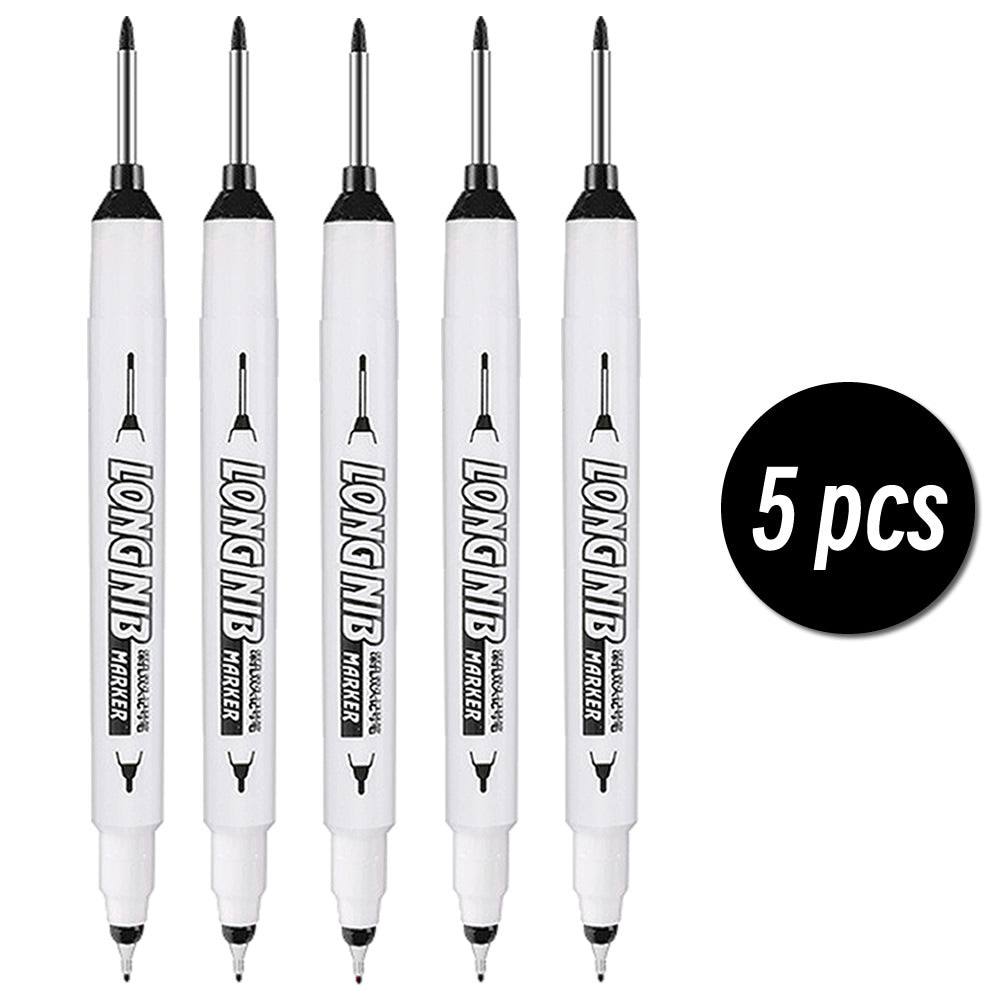 Double-Tip Deep Hole Long Head Nib Markers, Waterproof Multi-Purpose Pen for Metal, Woodworking & Bathroom Decoration