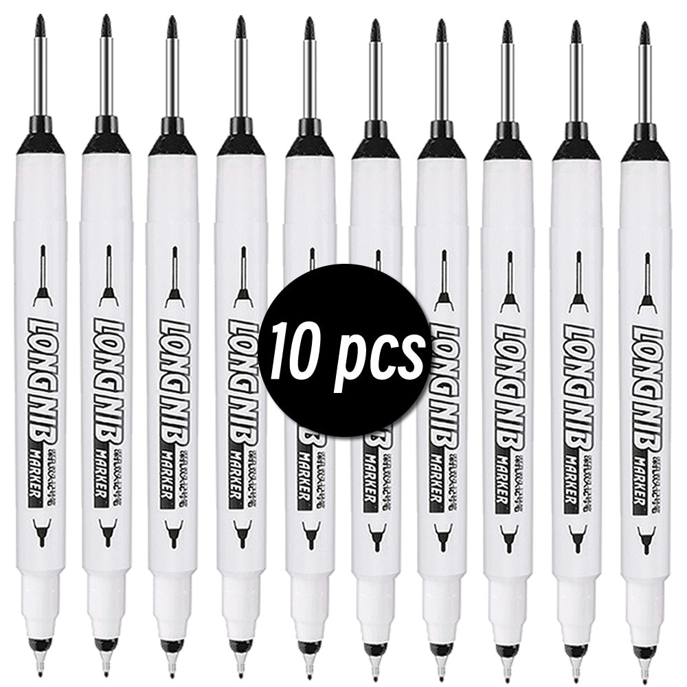 Double-Tip Deep Hole Long Head Nib Markers, Waterproof Multi-Purpose Pen for Metal, Woodworking & Bathroom Decoration