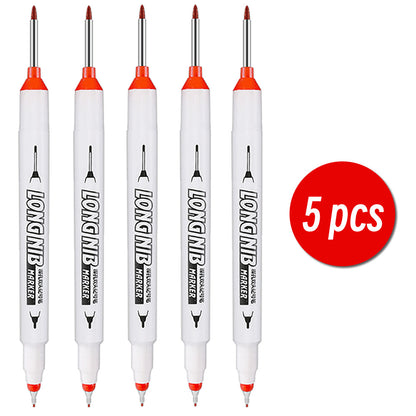 Double-Tip Deep Hole Long Head Nib Markers, Waterproof Multi-Purpose Pen for Metal, Woodworking & Bathroom Decoration