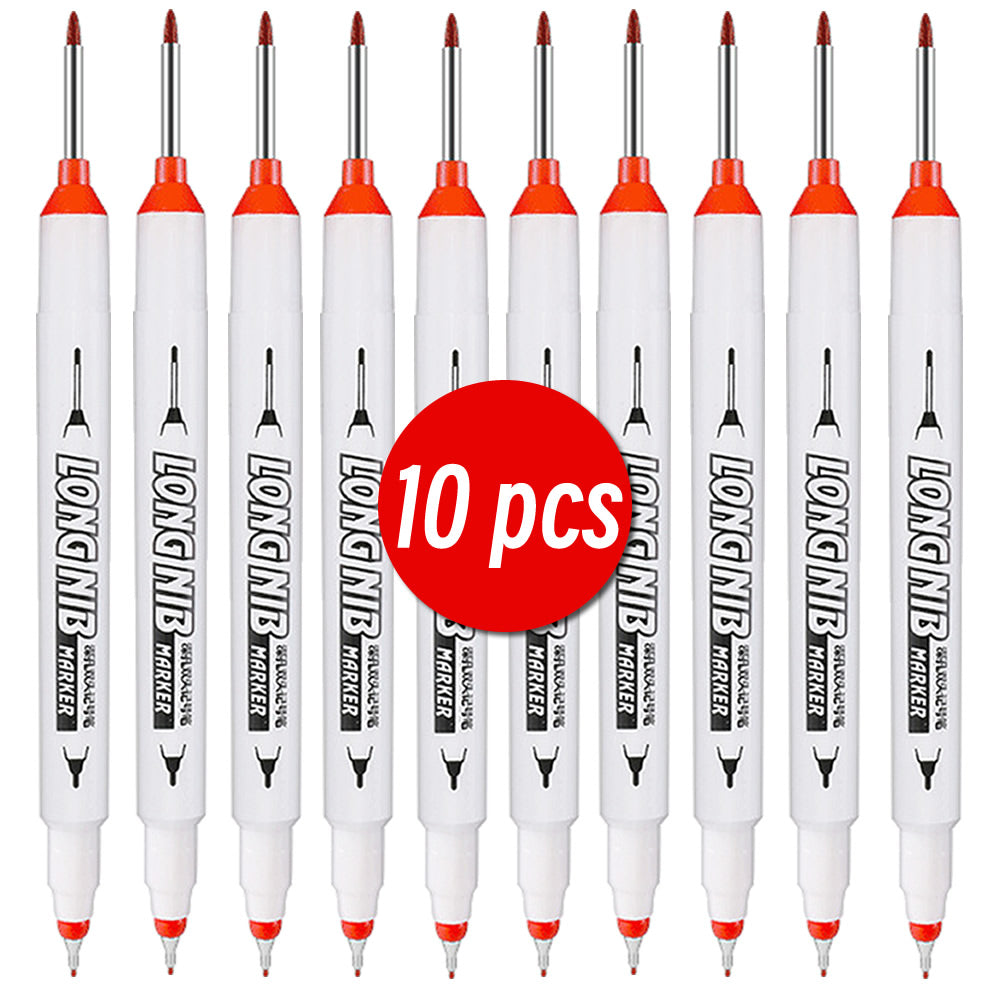 Double-Tip Deep Hole Long Head Nib Markers, Waterproof Multi-Purpose Pen for Metal, Woodworking & Bathroom Decoration