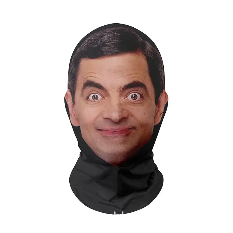 Seamless Mask, Funny Face Printed Head Scarf for Halloween & Cosplay, Breathable & Comfortable