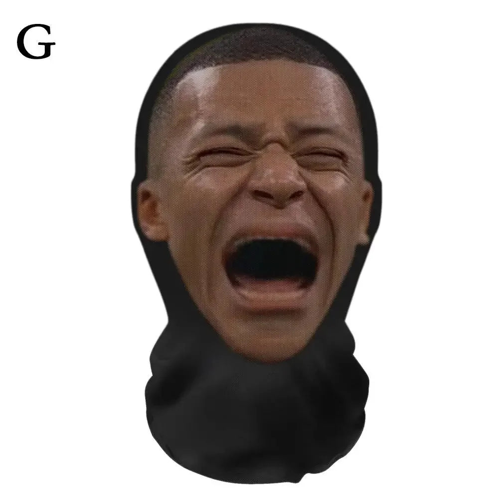 Seamless Mask, Funny Face Printed Head Scarf for Halloween & Cosplay, Breathable & Comfortable