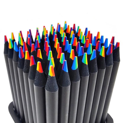 7-in-1 Rainbow Drawing Pencils, Colored Black Wood Pencils for Sketching, Doodling, Coloring & Painting