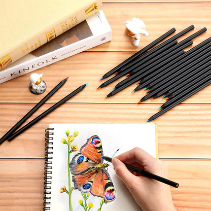 7-in-1 Rainbow Drawing Pencils, Colored Black Wood Pencils for Sketching, Doodling, Coloring & Painting