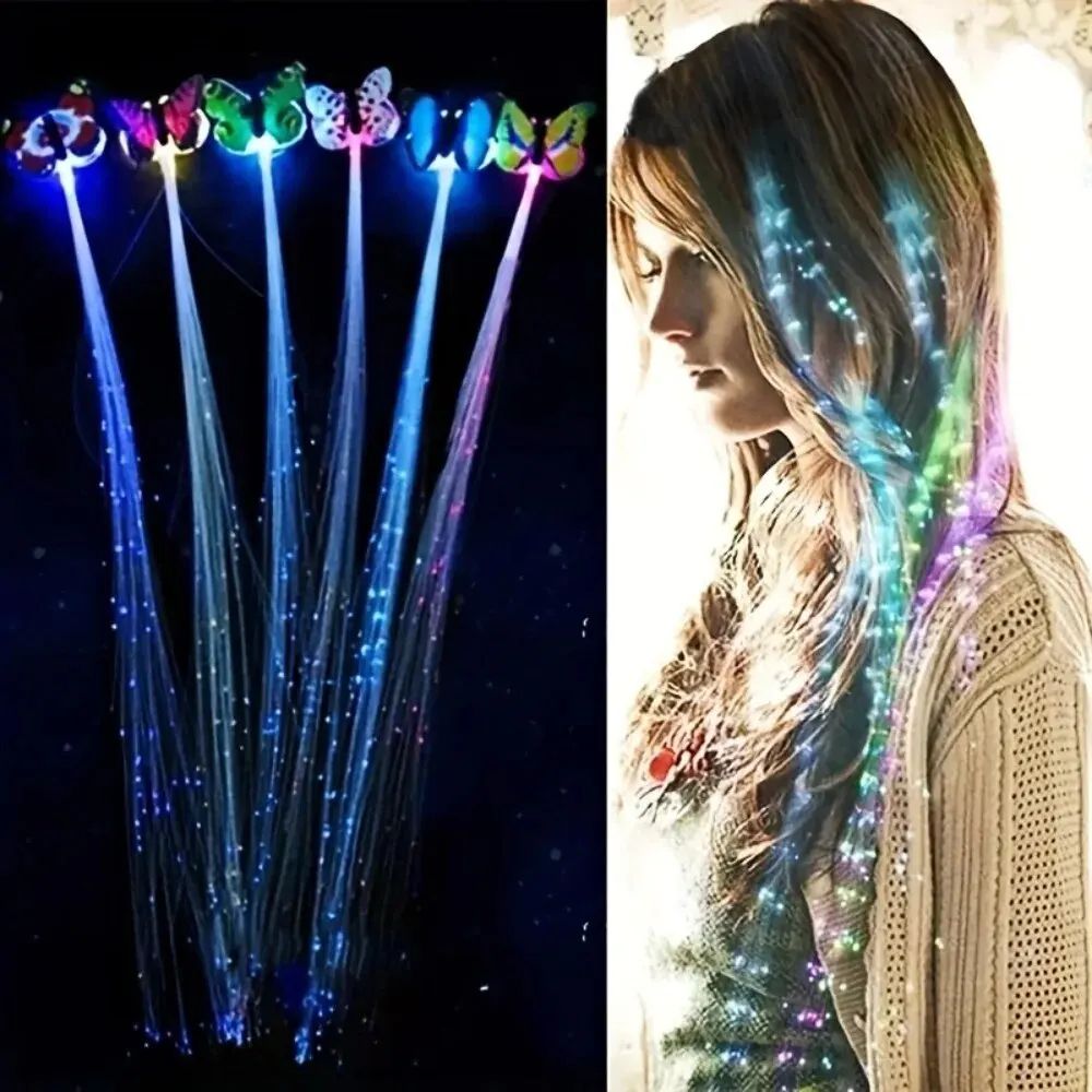 LED Butterfly Hair Clips, Colorful Braids Wig for Women Party & Festival Styles