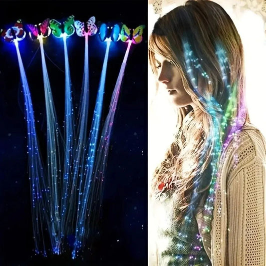 LED Butterfly Hair Clips, Colorful Braids Wig for Women Party & Festival Styles